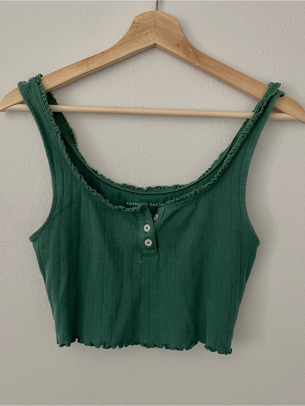 American Eagle Outfitters Green Ribbed Crop Tank